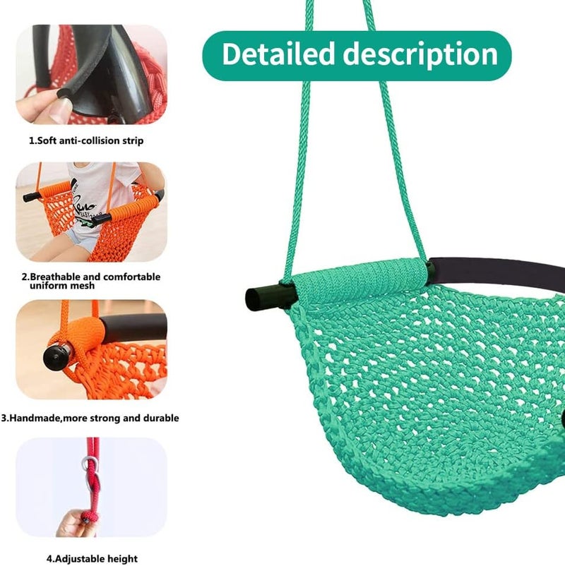 ROPECUBE Hand-Knitting Toddler Swing, Swing Seat for Kids with Adjustable Ropes, Little tikes Swings Set, for Outdoor Indoor, Playground, Backyard (Macaron Green) - Image 3